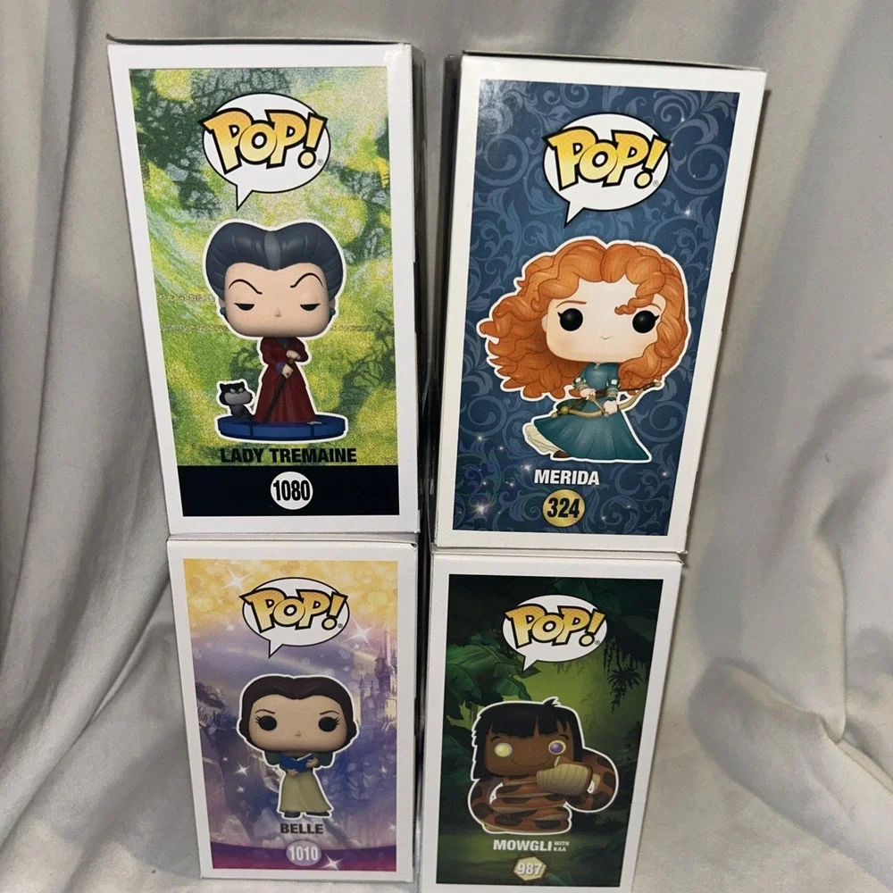 Funko Pop Disney Lot Merida, Belle,‎ Mowgli, Lady Tremaine